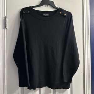 Lane Bryant Black Crewneck Top with Button Details